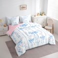 thumbnail image 3 of Homewish Cute Bow Tie 7-Piece Twin Bedding Sets,Kawaii Flower Floral Bedding Comforter Set,Blue White Sheet Sets For Girl Kids,Ultra Soft Home Decor Reversible, 3 of 8