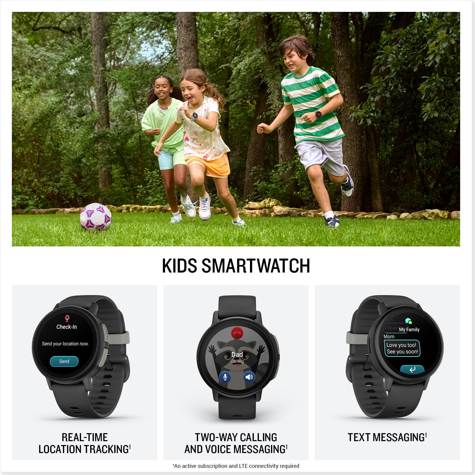 Garmin Bounce 2 (Slate Gray) Kids GPS Smartwatch Gift Box Bundle with PlayBetter HD Screen Protectors, Wall Adapter & Hard Case