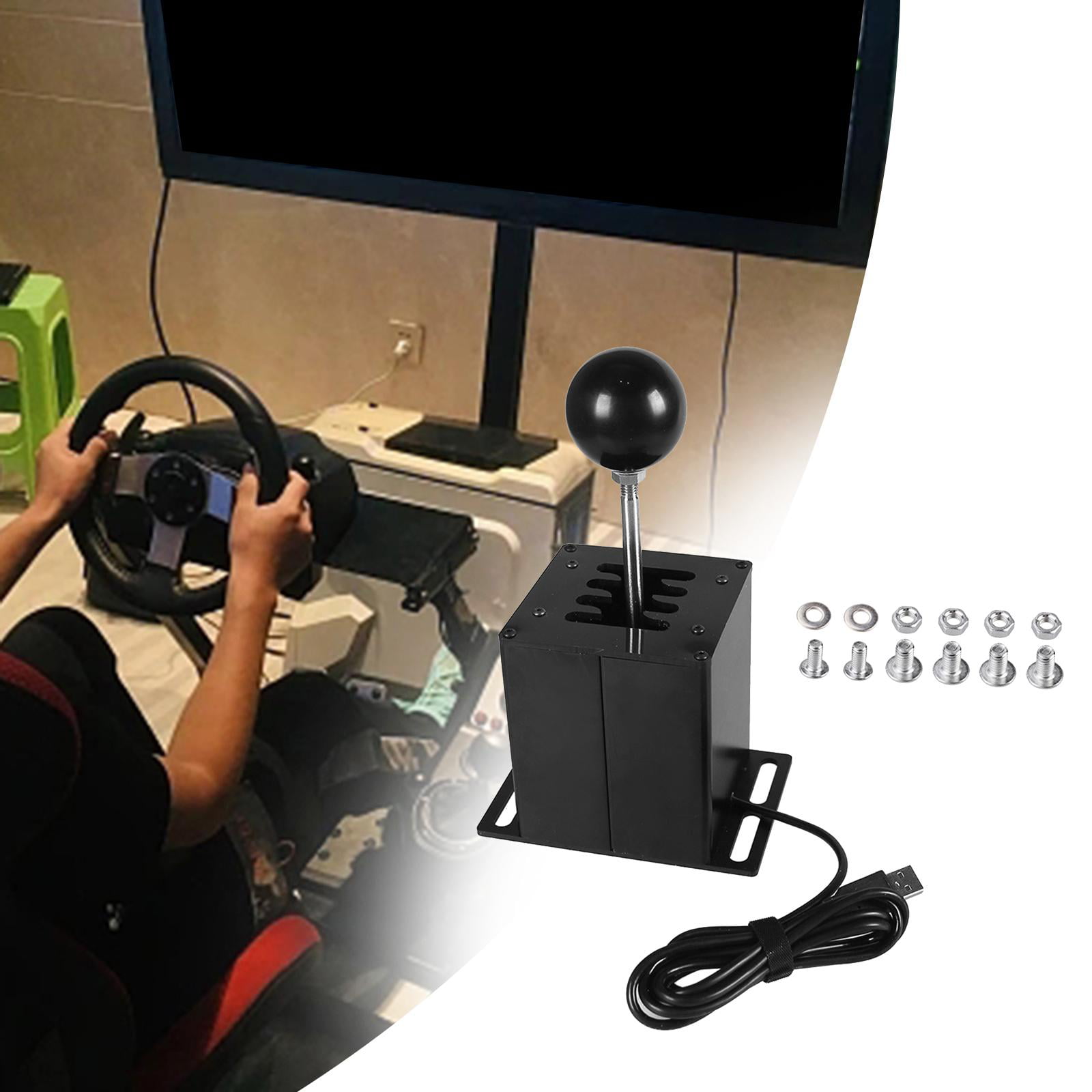 H Gear Shifter Steering Wheel Simulator, Sim Games ,Easy to Install ,Replaces  USB Shifter USB Simulator Shifter for T300 G25 8 Gear black 