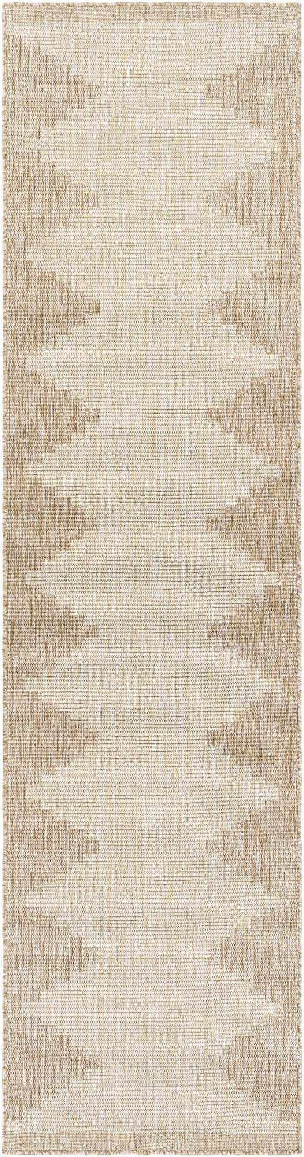 Hauteloom Djugun Outdoor Area Rug - Outside Porch Patio Rug Carpet - No Pile Rug - Waterproof Rug - Geometric - Brown, Cream, Beige - 4'3" x 5'11"
