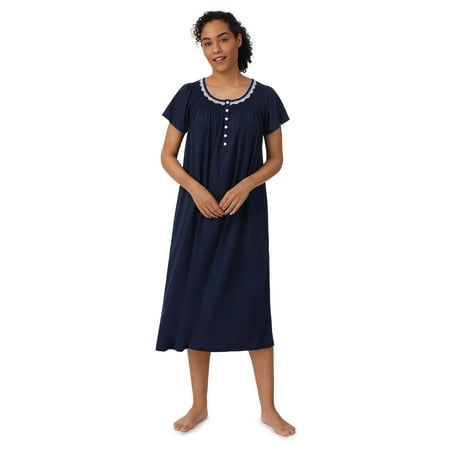 

Aria 100% Cotton Cap Sleeve Long 46 Nightgown with pockets Women s Sizes S-5X