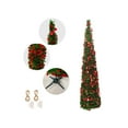 thumbnail image 2 of FastXmas 4.9FT Pop Up Christmas Tree with LED Lights and Tree Topper- Collapsible Artificial Tinsel Pencil Christmas Tree, Xmas Tree for Indoor Home Apartment Porch Holiday Party Decorations, 2 of 7