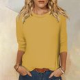 thumbnail image 2 of Youmylove Womens Fashion Tops Trendy T Shirts Women 3/4 Sleeve Top Summer Casual Versatile Raglan Shirt Round Neck Casual Shirt Top Summer Casual Loose Beach Tops, 2 of 5