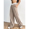thumbnail image 5 of Spring and Autumn Women'S Wide-Leg Pants High Waist Business Casual Work Pants Khaki XL, 5 of 7