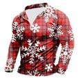 thumbnail image 4 of Mens Christmas Fall Tops Stand Up Collar Long Sleeved Christmas Printed Half Zip Mens Work Clothing,Watermelon Red,L, 4 of 4
