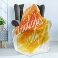 thumbnail image 4 of Chill Soft Flannel Fleece Throw Blanket, Watercolor Art Modern Calligraphy Message Hand Writing Letters and Dots, Cozy Plush for Indoor and Outdoor Use, 60" x 80", Orange Yellow White, by Ambesonne, 4 of 5