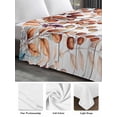 thumbnail image 6 of Orange Brown Eucalyptus Leaves Twim XL Size Flat Sheet, Wrinkleproof & Fadeproof Cooling Flat Bed Sheet Only, Botanical Farm Rustic Wood Breathable Soft Bedding Top Sheets 66 x 102 Inches, 6 of 8