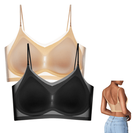 Fulorrnie Bras for Women Comfort Wirefree Supportive Seamless No Show Sport Plunge Full Coverage Bra  BK1  M