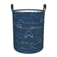 thumbnail image 2 of Goofa Shark Printed Circular Hamper,Laundry Basket with Handles,Storage Baskets Foldable,Large Capacity Laundry Hamper-, 2 of 8