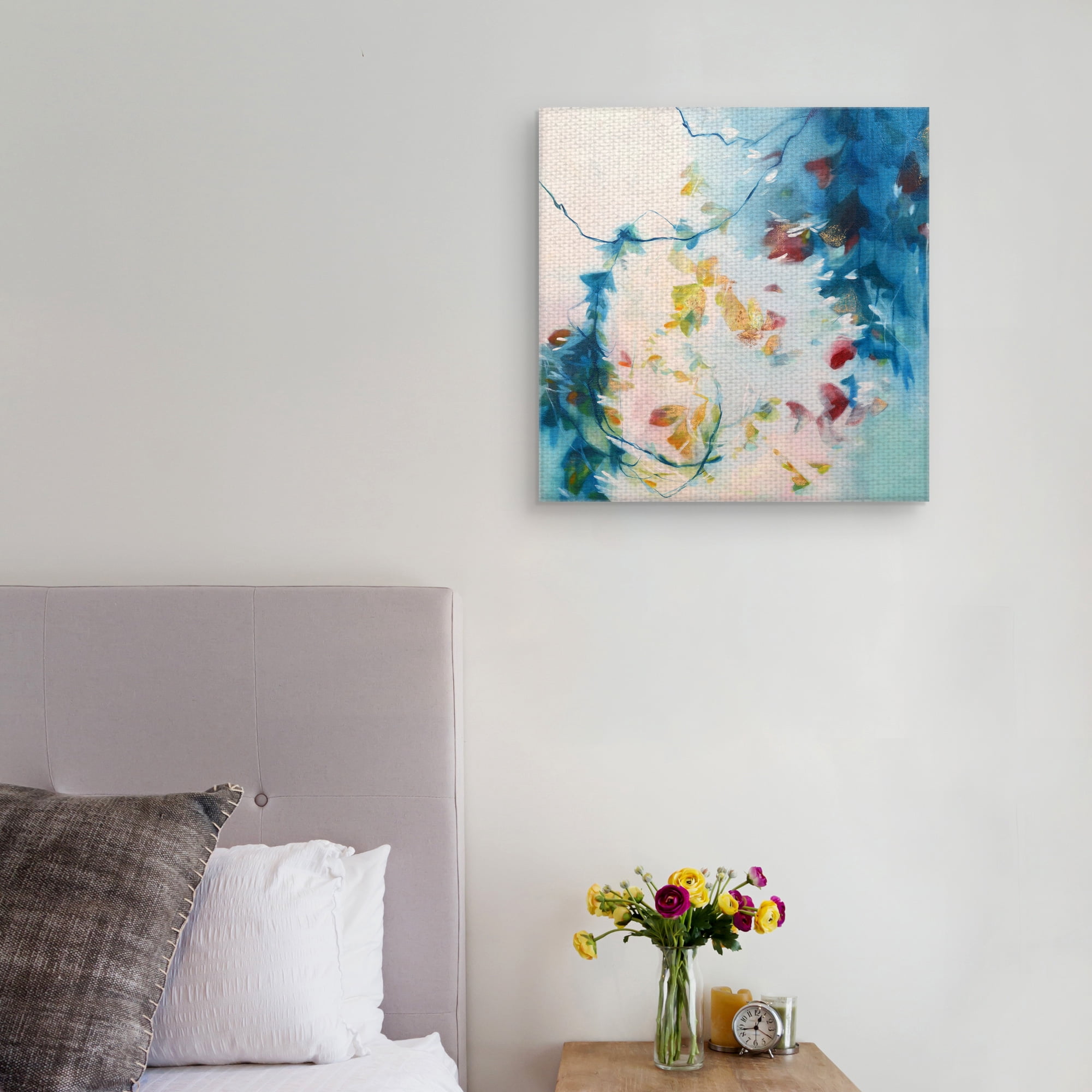Masterpiece Art Gallery First Blush Blue Leaves by Elisa Sheehan Canvas Art Print 24" x 24"
