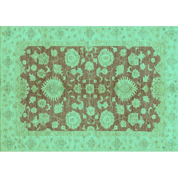 Ahgly Company Indoor Rectangle Abstract Turquoise Blue Modern Area Rugs, 5' x 7'