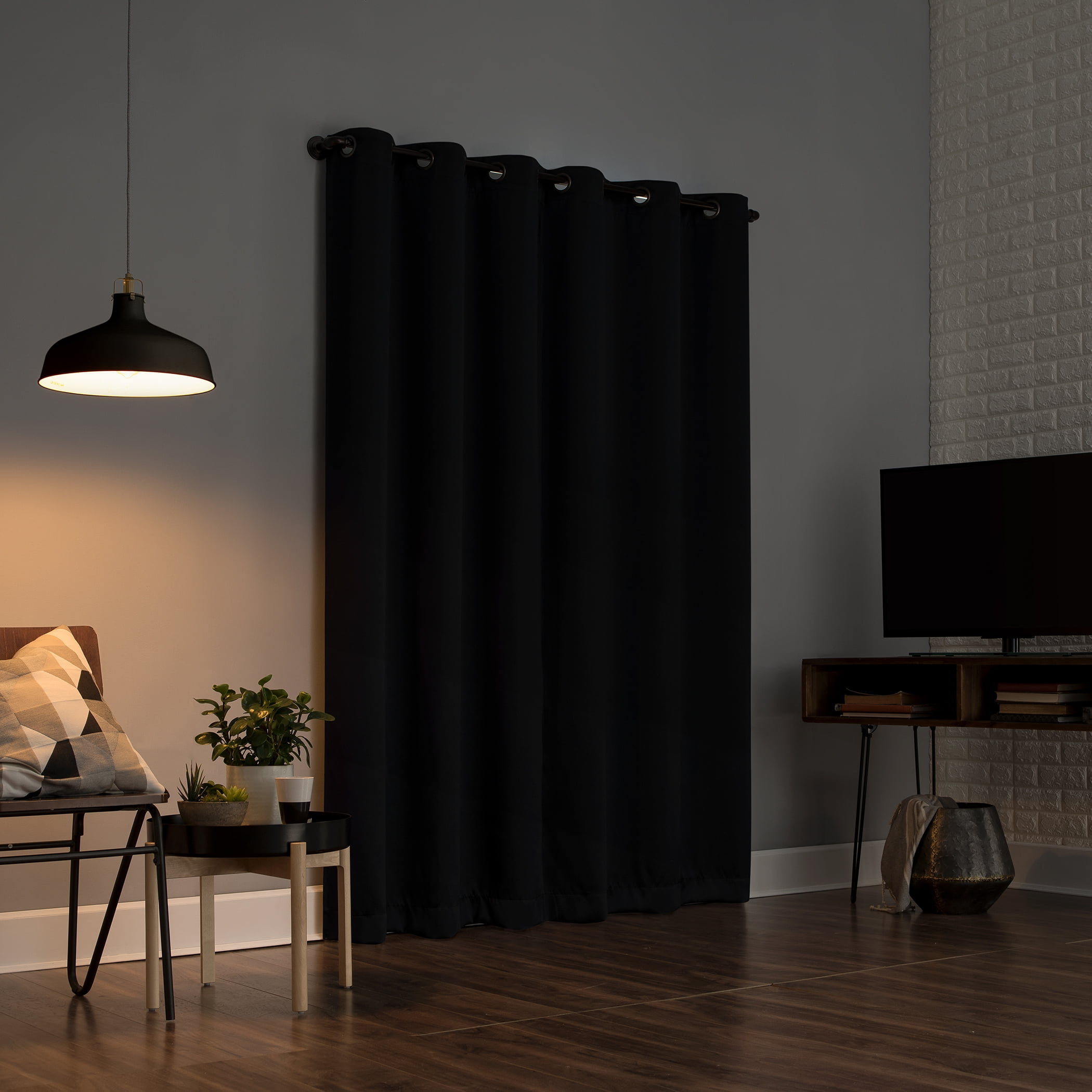 Sun Zero Avery Total 100% Blackout Grommet Curtain Panel in Black, 40" x 84", Black