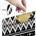 thumbnail image 3 of FMSHPON Black Tribal Striped Aztec Geometric Print Clipboard Hardboard Wood Nursing Clip Board and Pull for Standard A4 Letter 13x9 inches, 3 of 7