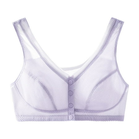 

LYCAQL Lingerie for Women Women s Com fortable Ice Silk Traceless Summer Thin Front Button Bra without Steel Rings Medium And Molded (Purple 36)
