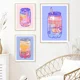 thumbnail image 5 of Póster con impresión en HD de latas de leche de plátano y sudor de coral, arte de pared de melocotón, pintura en lienzo, latas de dibujos animados, decoración del hogar de la sala de té real, 5 of 5
