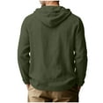 thumbnail image 5 of Mens Linen Shirt Sevevn Men's Casual Henley Hoodies Lightweight Long Sleeve Textured Hooded Tops Army Green S, 5 of 7