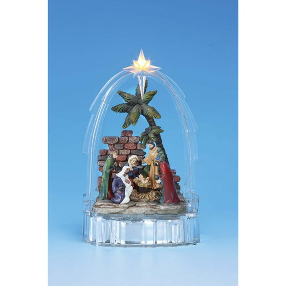Icy Giftware Set of 2 Clear and Green Vintage Nativity Arch LED Lighted Tabletop Decor 7.5"