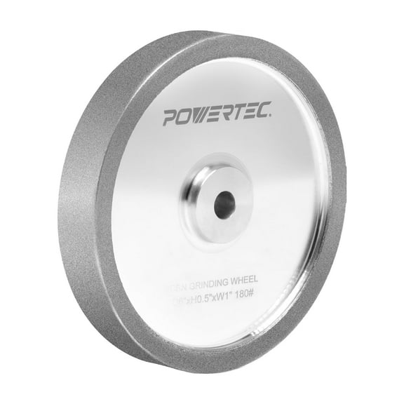 POWERTEC CBN Grinding Wheel 6 Inch 180 Grit, 1" Wide, 1/2" Arbor – Bench Grinder Sharpening Wheel for HSS Tools, Lathe Chisels, and Woodturning Tools (15704N)