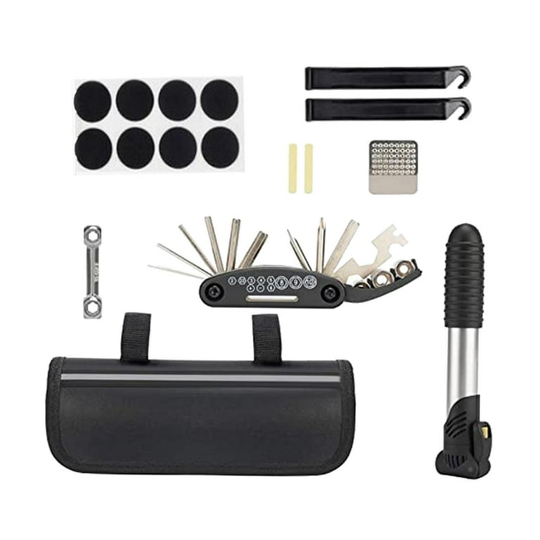 KOM Cycling Tubeless Tire Repair Tool Black and Frame Carrier Tube Strap  Bundle Set