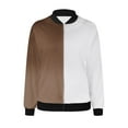 thumbnail image 5 of Htigea Bomber Jacket for Women Color Block Long Sleeve Coats Full Zip Jackets with Pockets Lightweight Hiking Athletic Outerwear Brown S, 5 of 5