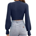 thumbnail image 5 of Long Sleeve Women Crew Neck Cropped Sweaters Ribbed Knit Crop Pullover, 5 of 6