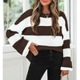 thumbnail image 4 of YOGAFOX Women Oversized Color Block Long Sleeve Pullover Sweater Coffee L, 4 of 5