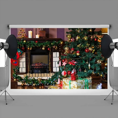 Image of GreenDecor 7x5ft Christmas backdrops Christmas gifts on Christmas Eve backdrop christmas