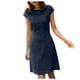 thumbnail image 2 of Puntoco Vestido De Algodón Y Lino Con Cuello Redondo, Color Liso, Manga Corta, Escote En V Grande, Espalda Hueca, Azul Marino Xxl,Regalos Para Mujer Joven, 2 of 6