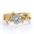 thumbnail image 1 of JeenMata Juego de Anillos de Boda de Diamantes Reales Redondos de Medio Quilate Juego de Anillos de Boda con Diamantes en Forma de Hoja y Enredadera: Oro Amarillo de 10 K, 1 of 6