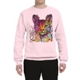 thumbnail image 2 of Wild Bobby, Dean Russo Colorful Cat Abyssinian Cat Lover Unisex Crewneck Graphic Sweatshirt, Light Pink, Large, 2 of 5