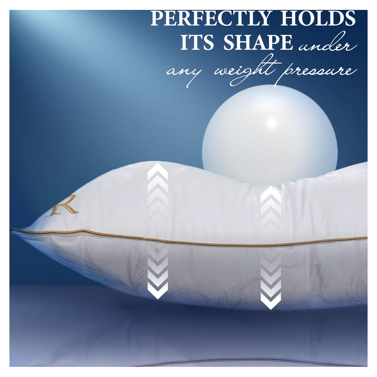 Royal Therapy King Size Pillow – Adjustable Down Alternative Bed Pillow, Hypoallergenic Gel Microfiber Fill, Washable Jacquard Cotton – Soft Yet Firm Pillow for All Sleepers