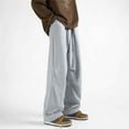 thumbnail image 4 of sususu Sweatpants Men Pack,Men's High Street Wide Leg Sporty Loose Straight Fit Sweatpants Casual Comfortable Trousers with Drawstring for Daily Wear,Grey,XXXL, 4 of 4