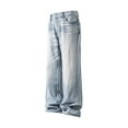 thumbnail image 4 of RYDCOT Men's Baggy Washed Jeans Y2K Vintage Wide Leg Denim Pants Hip Hop Skater Jeans Loose Fit Trousers 2000s Streetwear Blue, 4 of 9