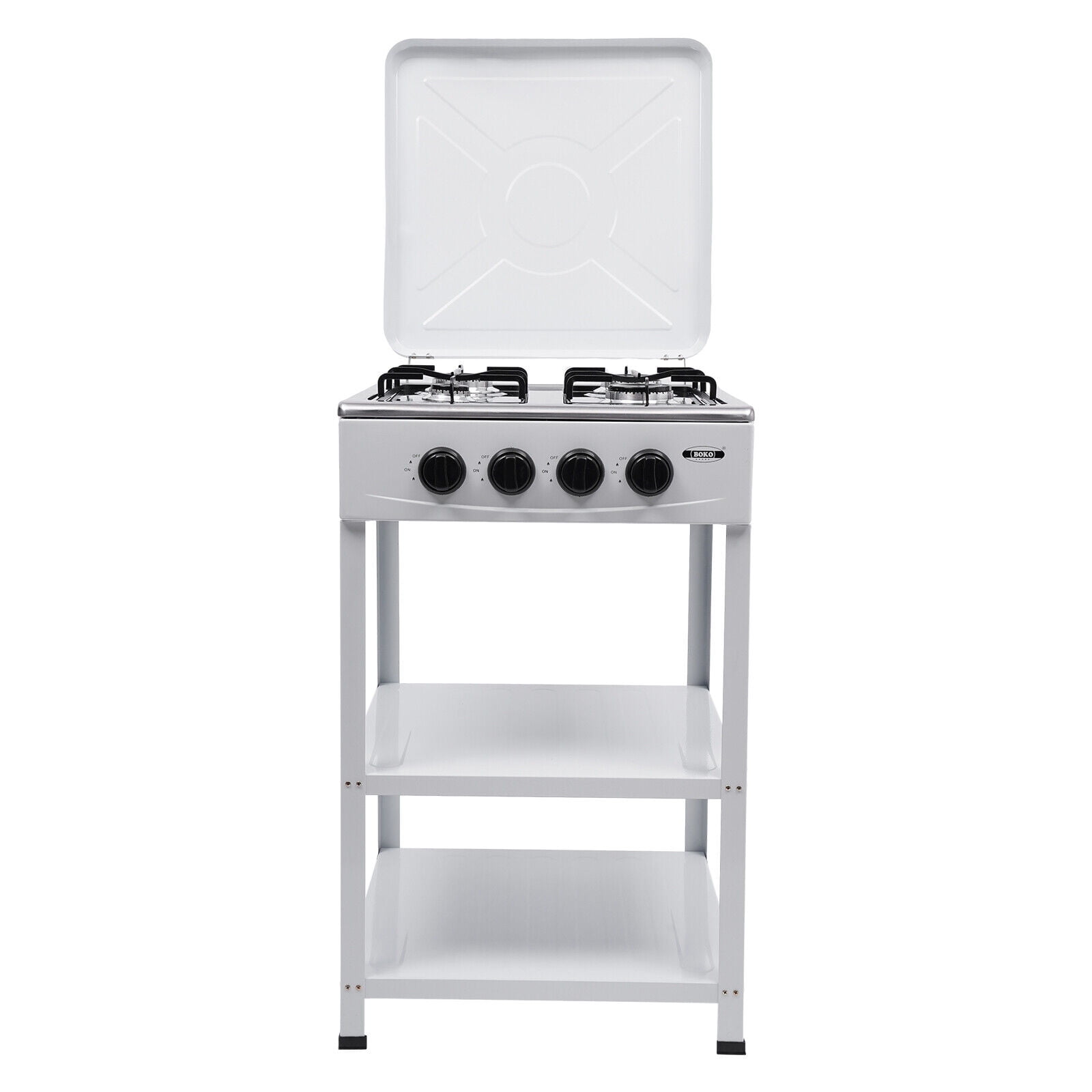 Commercial Restaurant Kitchen Stand 4 Burners Cooking Gas Stove Set With Cover