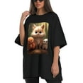 thumbnail image 4 of Plus Size Shirt for Women Black Tops for Women Oversized Short Sleeves Shirt for Women Cute Animals3 T Shirt Crewneck Shirt for Women L, 4 of 5