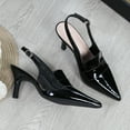 thumbnail image 6 of WZX Women's Patent Leather Pointed Toe Open Toe High Heel Sandals Comfortable Slingback Slip-On Mule Sandals Fashionable Formal Party Dresses Pumps, 6 of 9