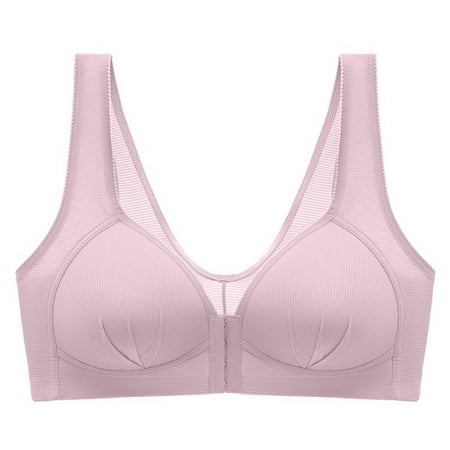 Ousvtion Women s Front Closure Bra Plus Size No Underwire Unpadded Bralettes Full Coverage T-Shirt Bras Hide Back Fat Brassiere for Older Clearance Deals  Watermelon Red X-Large
