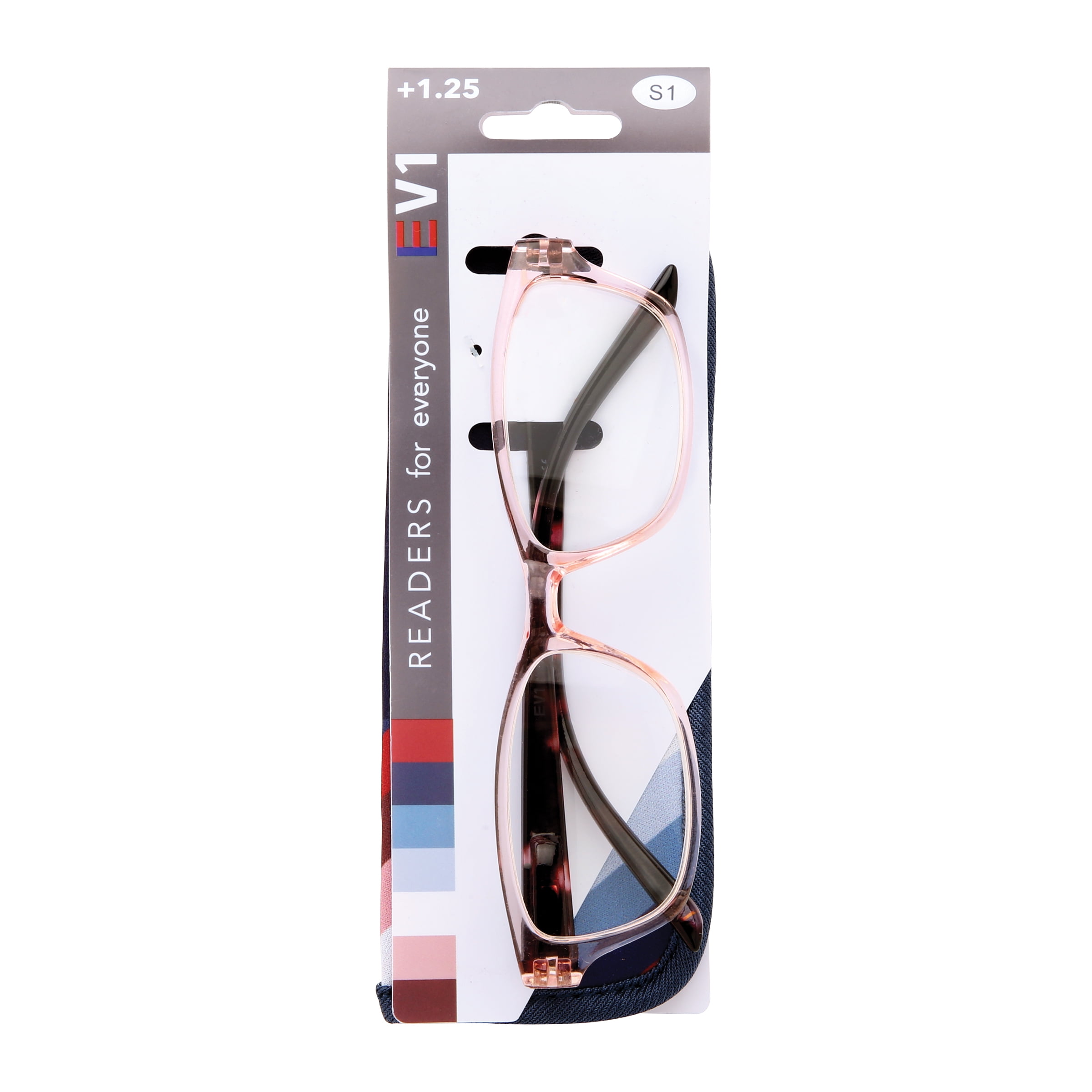 EV1 Dolly Crystal Pink +1.25 Reading Glasses with Case