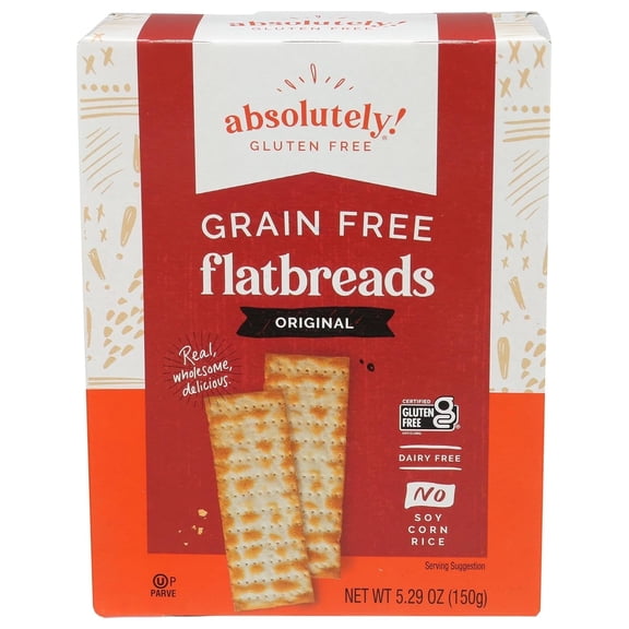 Absolutely Gluten Free Original Flatbread 5.29 oz, Gluten Free Flatbread, Gluten Free Crackers, Healthy Crackers, Crispy Snack Bread