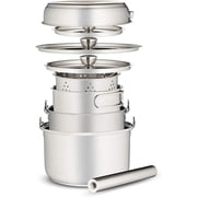 Wealers 8pc Camping Cookware Set Stainless Steel Pots and Pans with Travel Tote Bag