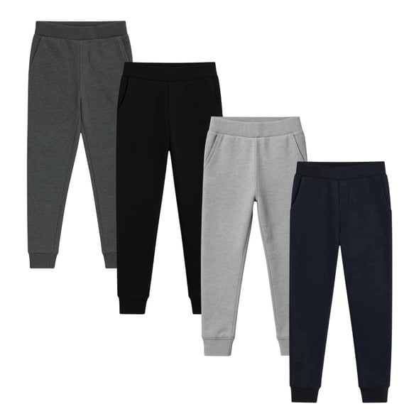 BenBen Youth Boy Sweatpants Joggers Pants Athletic Soft Running Lounge Exercise Gym Workout - 4 Pack