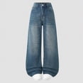 thumbnail image 2 of kpoplk Girls Straight Leg Baggy Jeans Loose Denim Pants with Pockets Classic Casual Style(Dark Blue,14-15 Y), 2 of 4