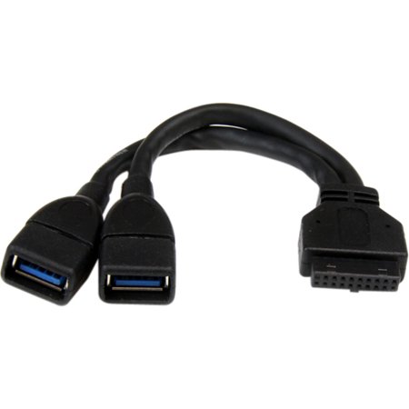 StarTech 2 Port Internal USB 3.0 Motherboard Header Adapter Cable - USB for Card Reader, Hard Drive, Motherboard - 6" - 1 Pack - 2 x Type A Female USB - 1 x IDC Female USB Header - Nickel-plated Conne