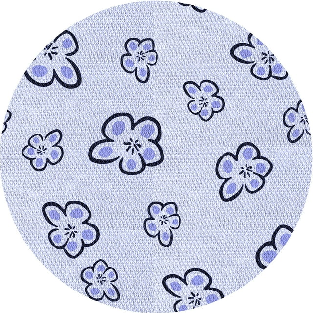 Ahgly Company Tapis Rond Lavable en Machine Intérieur Transitionnel Bleu Lavande, 4 Pieds Rond