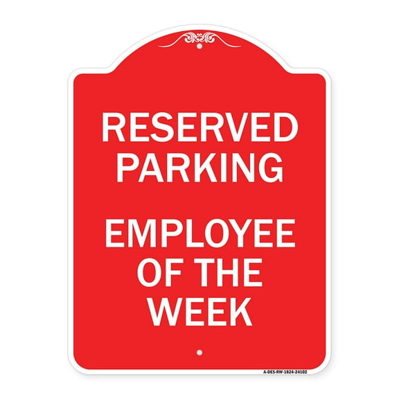 SignMission A-DES-RW-1824-24102 18 x 24 in. Designer Series Sign - Employee of the Week, Red & White