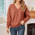 thumbnail image 2 of Solid Color Oversized V Neck Casual Versatile Knitted Pullover Sweater Soft Comfortable Everyday Wear For Fall Winter Fashion, 2 of 5