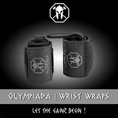 Olympiada Men & Women Wrist Wraps (Black/Silver,18-Inch)