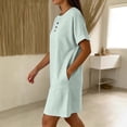 thumbnail image 4 of QUNYINEY Summer Dresses for Women Plus Size Short Sleeve Striped Midi Casual T-Shirt Dress Loose Fit with Pockets Button Crew Neck Dresses, 4 of 6