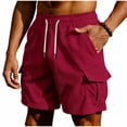 thumbnail image 2 of Titcea Men's Cargo Shorts Summer Casual Solid Straight Drawstring Cargo Pants Elastic Waist Multi Pockets Loose Fitted Outdoor Hiking Shorts, 2 of 6