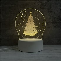 Acrylic Christmas Night Light - USB Plug LED Bedside Lamp with 3D Effect, Warm White Glow for Bedroom, Gifts (3W, Compact) B